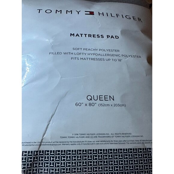 Tommy Hilfiger Home Quilted Windowpane Queen Mattress Pad  Queen color white - Picture 5 of 5
